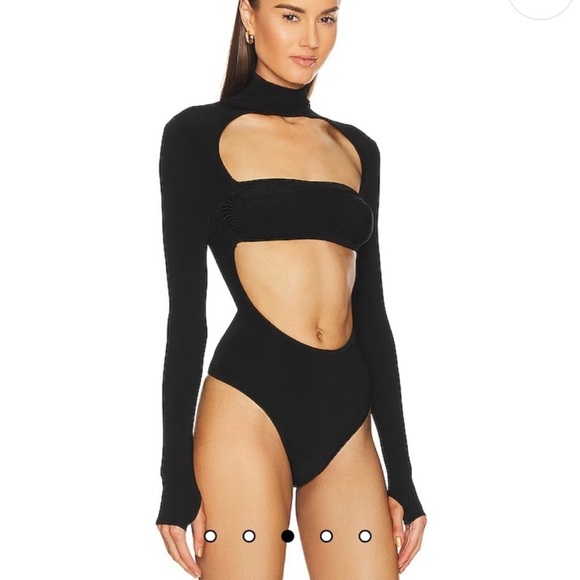 Michael Costello x Revolve Talina bodysuit cut out black size medium long sleeve - Picture 2 of 11